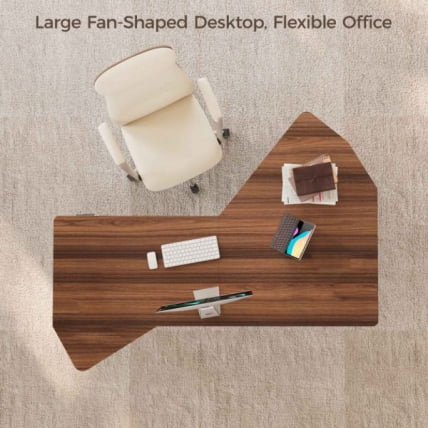 Стол компьютерный с электроприводом Eureka ERK-EDI-FS-WN (Fan shaped), орех_6