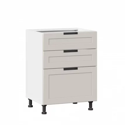 Тумба кухонная 600 с 3 ящиками ЛЮКС (4) Джамис ЛД 296.910.000.122 Белый Кашмир_0