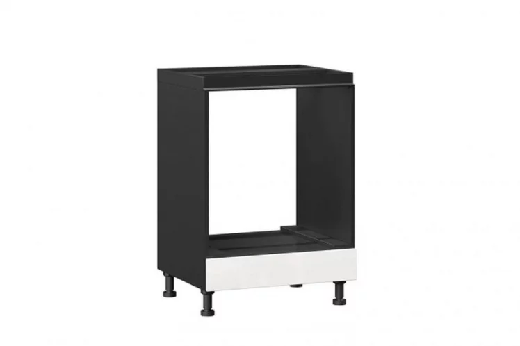 Тумба кухонная 600 для встраиваемой техники Шервуд ЛД 281.250.000.059 Черная Белый глянец_0