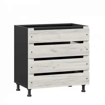 Тумба кухонная 800 с 2 ящиками ЛЮКС (4) Винченца ЛД 234.920.000.065 Тип 2 Черный Дуб Крафт белый_0