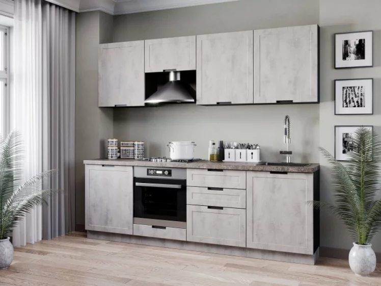 Шкаф кухонный 800 высокий Джамис ЛД 296.460.000.071 Черный Белый камень_2