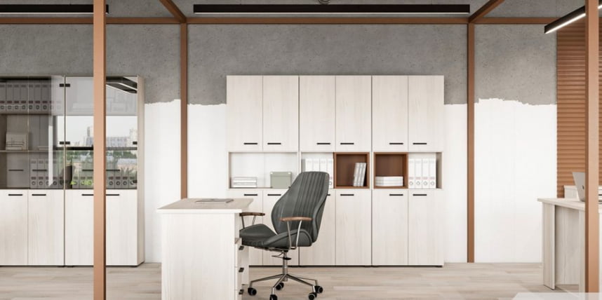 Комплект офисной мебели LEMO №7 Сосна Скандинавия Карамель нюд_6