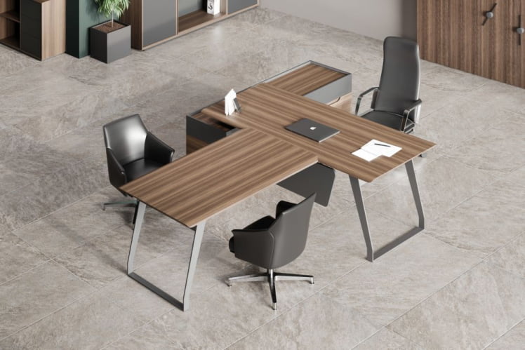 Стол руководителя на опорной тумбе QUARTZ QZ.0101.BW+QZ.0201.BW.GF.R правый_8