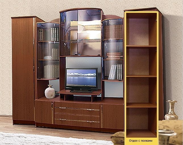 Стенка Александра 6 ЛДСП с молдингом, Орех Мария Луиза_8