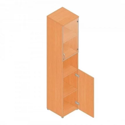 Шкаф для документов узкий с прозрачными стеклами Р.П-4СБ бук Бавария_0