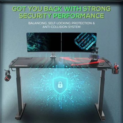 Геймерский стол c электрической регулировкой по высоте EUREKA ERK-EGD-S62B Черный с RGB_5