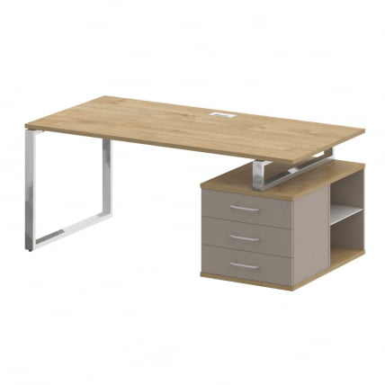 Стол руководителя с опорной тумбой , правый SHIFT SK.SRT-180 (R) Тиквуд Светлый/Капучино_0