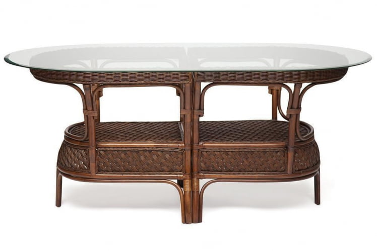 Комплект обеденный ANDREA GRAND (стол со стеклом+6 кресел+ подушки) Pecan Washed (античн. орех), Ткань рубчик, цвет кремовый_3