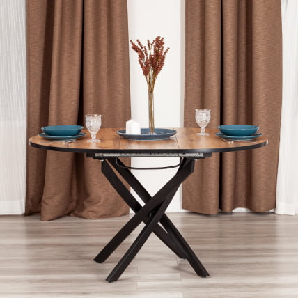 Стол MANZANA ЛДСП/HPL/металл, 100 х 100+30 х 75 см, Дуб Вотан/черный_11