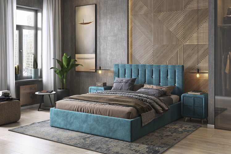 Кровать 1.6 Кристи 2 с подъем. механизмом ЗП.КМ1.6-08.2 изумруд (велюр) / ZP.KM1.6-08.2_3