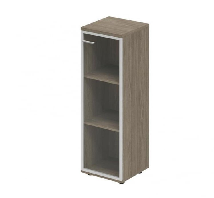 Шкаф средний со стеклом, задняя стенка ЛДСП (правый) Wing WN.812.OD.AL.R Дуб темный_0