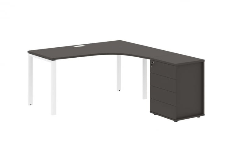 Стол эргономичный с тумбой правый EDIS EUCET 1518 R Мокко Белый_0