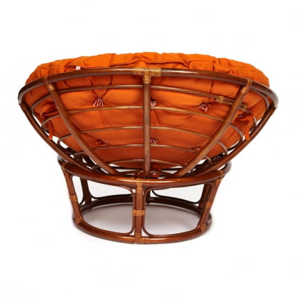 Кресло PAPASAN 23/01 W /с подушкой/ диаметр подушки 122 см, 115х101х104 см, Pecan (орех), ткань Оранжевый, С 23_5