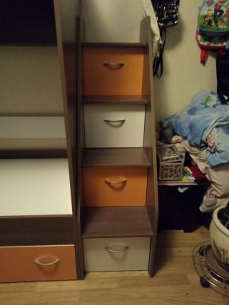 Кровать Юниор 1 (без бортика) бодего,Белое дерево,оранж_3