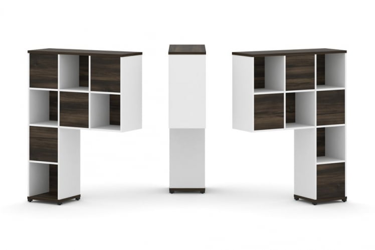 Надставка на стол высокая двухсторонняя + задняя стенка (8 шт.) CONCEPT CN.DNV-001 Дуб Мали Белый бриллиант Черный металл_0