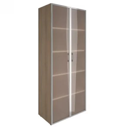 Шкаф книжный со стеклом в раме Lacobel без топа YALTA LT-ST 1.10R white Снежная Патина_0