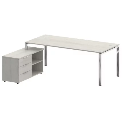 Стол рабочий руководителя с опорной тумбой левый METAL SYSTEM DIRECT БГ.СРТ-6.9 Л Дуб Наварра_0