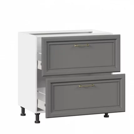 Тумба кухонная 800 с 2 ящиками ЛЮКС (4) Джелатто ЛД 241.920.000.123 Белый Оникс серый_1