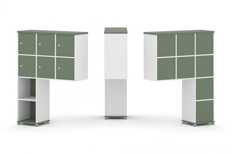 Надставка на стол высокая односторонняя + задняя стенка (8 шт.) + распашной фасад (6 шт.) CONCEPT CN.ONV-008 Кобо Белый бриллиант Белый металл_0