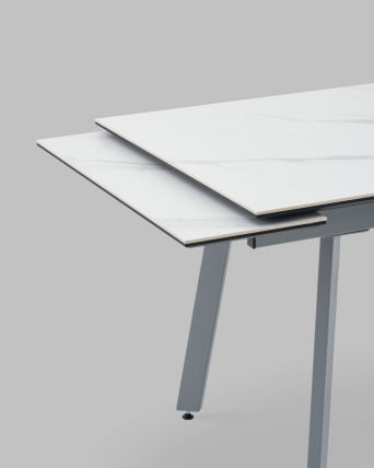 Стол Тайл 140-200/85/75 столешница Снов вхите подстолье металл серый / Snow white_6