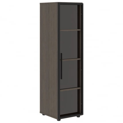 Шкаф-колонка со стеклянной дверью в металлической раме (правый) VELION VMCS 40.2 R Дуб Сильвер_0