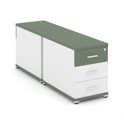 Тумба двухсторонняя опорная приставная с 3-мя ящиками CONCEPT CN.DTGO-001 B/W Кобо Белый бриллиант Белый_0