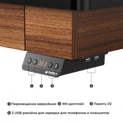 Стол для компьютера c электрической регулировкой по высоте и 2 ящиками EUREKA ERK-ED-I55-WN_18