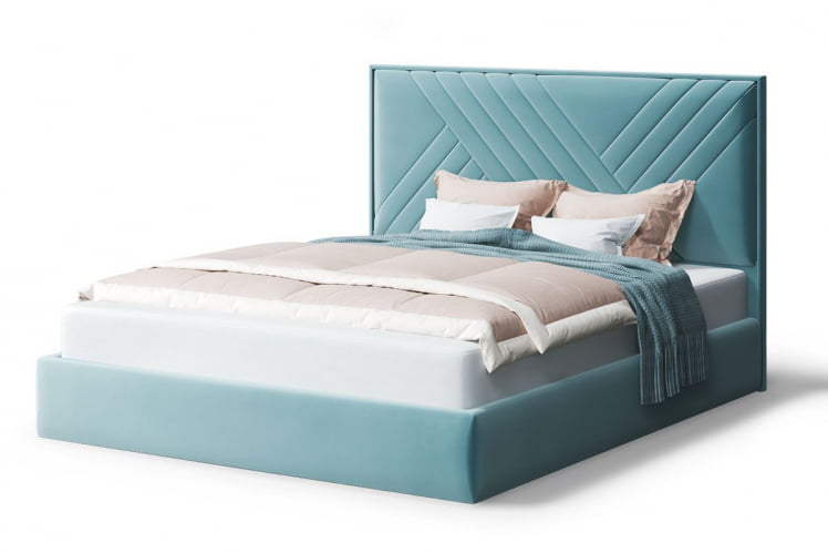 Кровать МИРА 2000*1200мм (без опор), велюр НЕО 22 (бирюзовый), (б/основания, б/матраса) / NEO_0