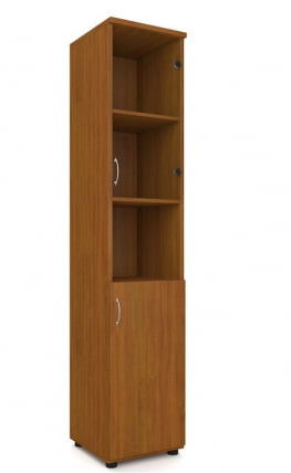 Шкаф для документов узкий с прозрачными стеклами Р.П-4СБ Ясень светлый_0