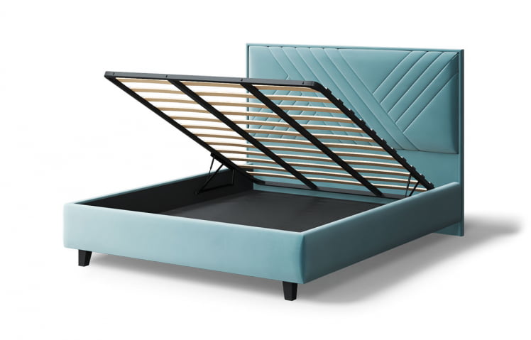 Кровать МИРА 2000*1200мм (на опорах), велюр НЕО 22 (бирюзовый), (б/основания, б/матраса) / NEO_3