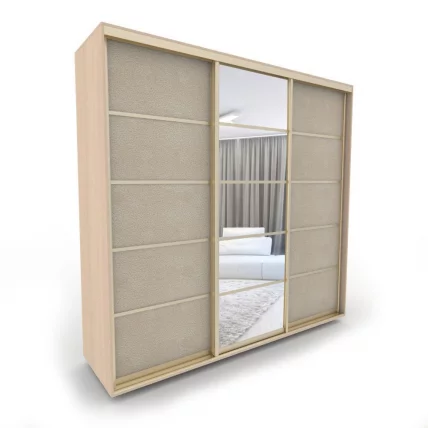 Шкаф-купе 3-х дверный Акцент-Квадро КЛ 2400х600 Дуб молочный/Золото_0