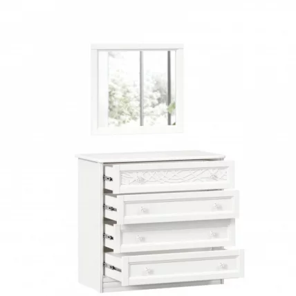 Комод с 4 ящиками с зеркалом Джулия Белый_1