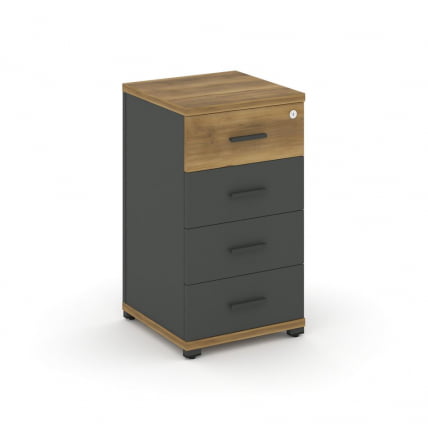 Тумба опорная/приставная с 4 ящиками CONCEPT CN.TUO-002 B/W Сандал Янтарный Антрацит_0