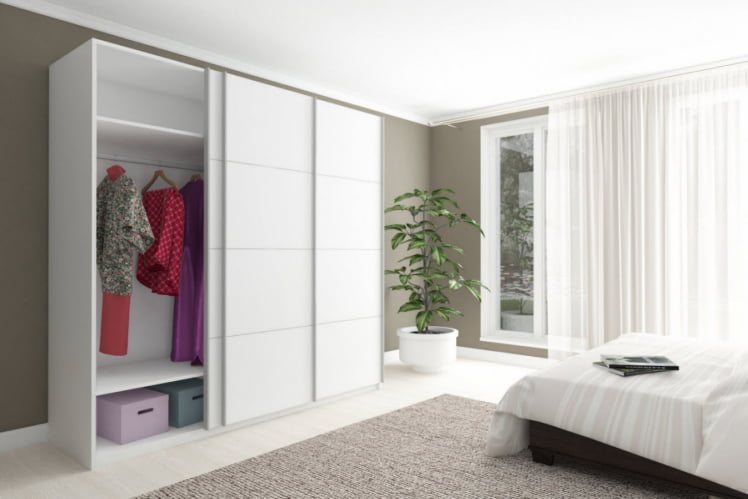 Шкаф-купе трехдверный Прайм 2100 ДСП/ДСП/ДСП Белый снег_2