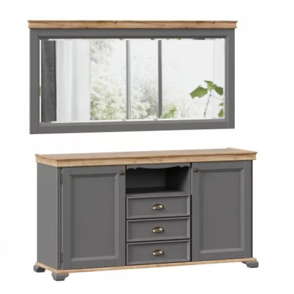 Комод с зеркалом Амели Оникс серый_0