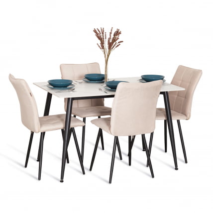 Стул обеденный Бари ЛТ, велюр, бежевый/черный, 7, 41х55х89 см / Bari LT,_9