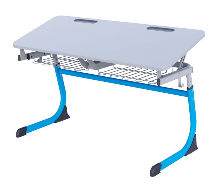 Парта двухместная регулируемая по высоте СМАРТЙ с углом наклона столешницы (рост 5-7) Зеленый/Серый / SMARTY_1