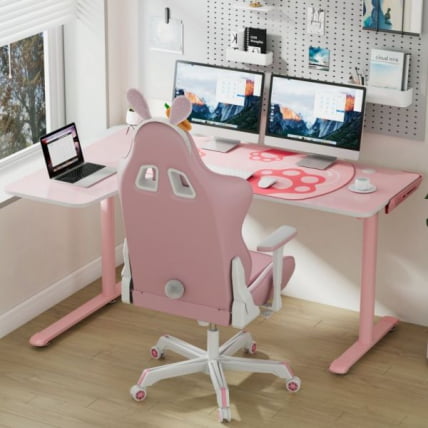 Стол письменный (для компьютера) угловой ЕУРЕКА ЕРК-Л60Р-ПК-В2 (правый), розовый / EUREKA ERK-L60R-PK-V2_10