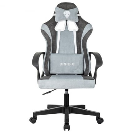 Кресло компьютерное BRABIX Forcer GM-127, 2 подушки, ткань, серое/светло-голубое_5