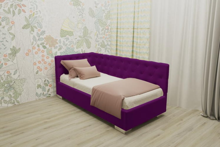 ДЕТСКАЯ МЯГКАЯ ИНТЕРЬЕРНАЯ КРОВАТЬ ВЕРСАЛЬ С ОРТОПЕДИЧЕСКИМ ОСНОВАНИЕМ (BERHOUSE) Цвет фасада: Фуксия; Материал фасада: Металл/Велюр; Спальное место: 900х1900_0