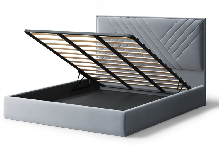 Кровать МИРА 2000*1600мм (без опор), велюр НЕО 25 (серый), (б/основания, б/матраса) / NEO_2