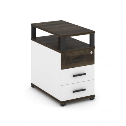 Тумба приставная с 3-мя ящиками и надставкой CONCEPT CN.TGP-001 B/W Дуб Мали Белый бриллиант Черный_0