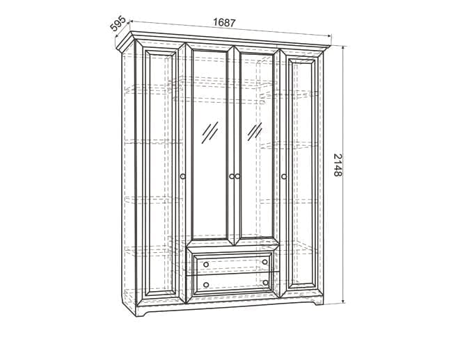 Корпус Шкаф 4-створчатый Белла  модуль 02 белый/джелато софт_1