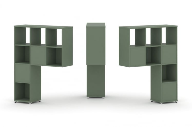 Надставка на стол высокая двухсторонняя + задняя стенка (5 шт.) CONCEPT CN.DNV-003 Кобо Белый металл_0