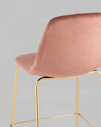 Стул полубарный Валенсия SN велюр Розовый золотые ножки_4