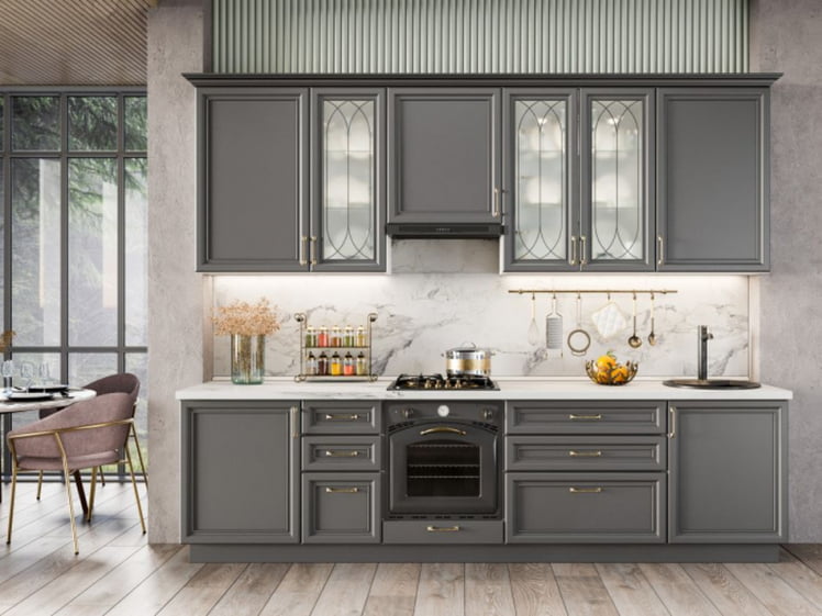 Шкаф кухонный 600 высокий Джелатто ЛД 241.450.000.112 Белый Оникс серый_2