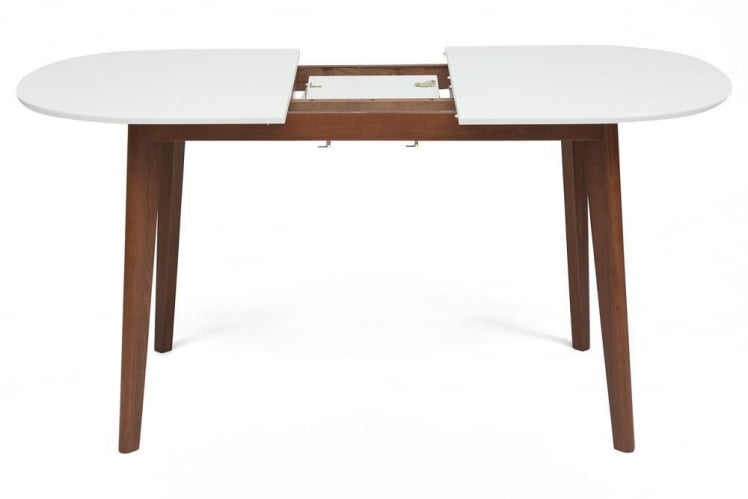 Стол обеденный раскладной BOSCO (Боско) основание бук, столешница мдф, 120+30*80см, Белый + Коричневый_4