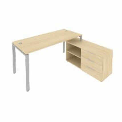 Рабочая станция на П-образном м/к с опорной тумбой правая Metal System Б.РС-СТС-2.4 Пр Акация/Серый_0