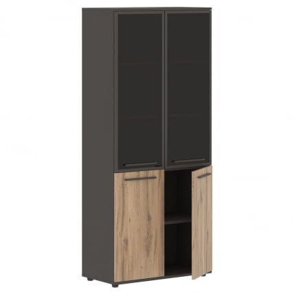 Шкаф комбинированный  с дверьми в металлической раме ЕДИС ЕХCС 85.7 Дуб Денвер светлый Мокко Мокко / EDIS EHCS_1