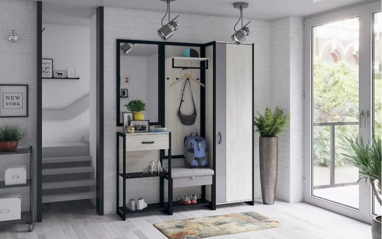 Вешалка Техно ЛД 678.340.000 Дуб Крафт Белый Черный_1